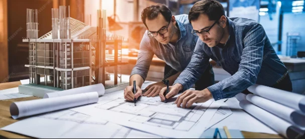 A group of men looking at a blueprint

AI-generated content may be incorrect.