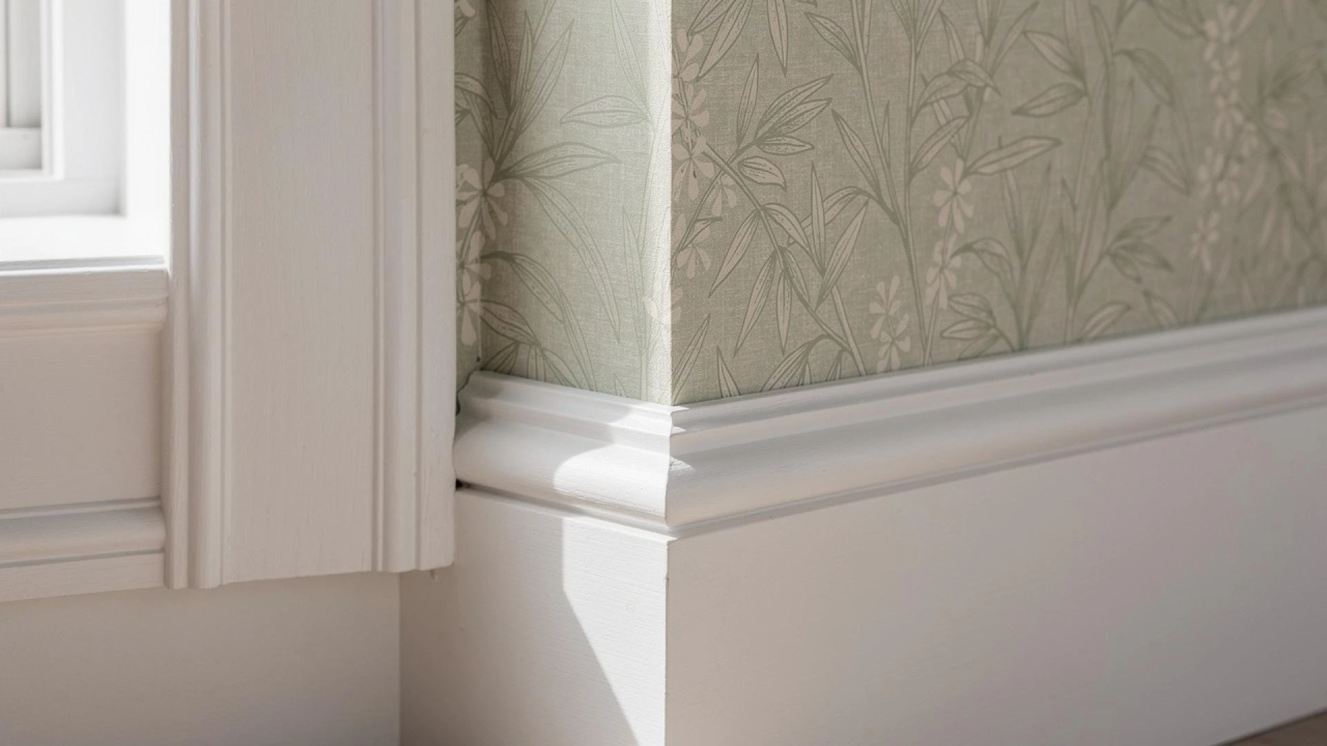 Removable botanical wallpaper on apartment wall