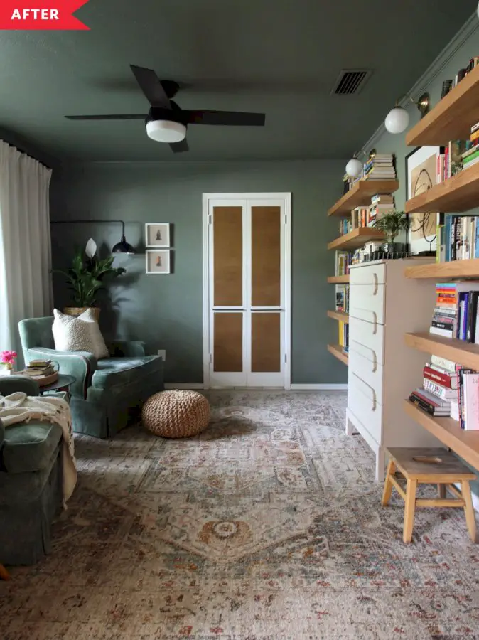 Before and After: Stylish DIY Bookshelves Make This Living Room Extra Dreamy