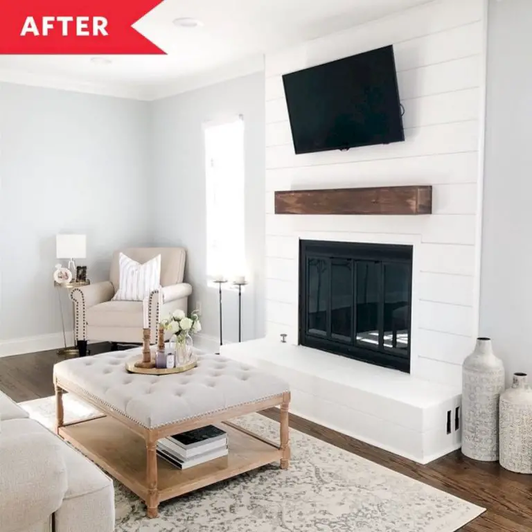 Before and After: $700 Brings Farmhouse Style to This Mantel-less Fireplace