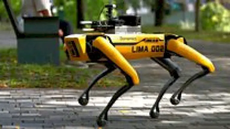 Coronavirus: Robot dog enforces social distancing in Singapore park