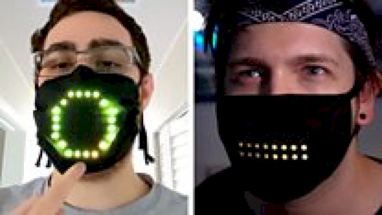 Coronavirus face mask lights up with moving mouth shapes