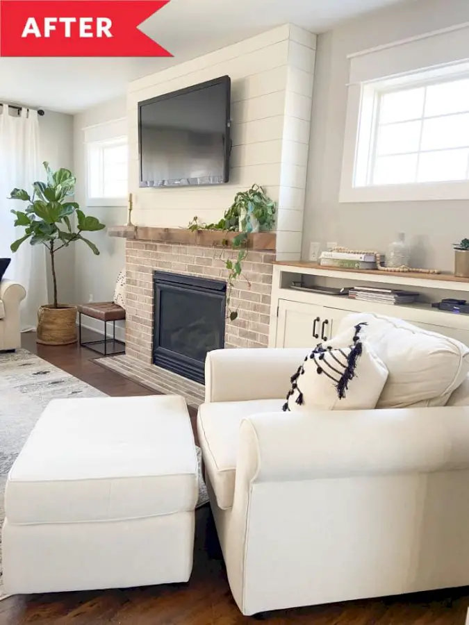 Before and After: A $1,500 Living Room Reno Where the Fireplace Is the Star