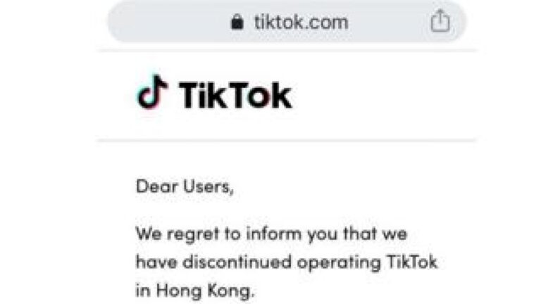 TikTok halts Hong Kong access after security law