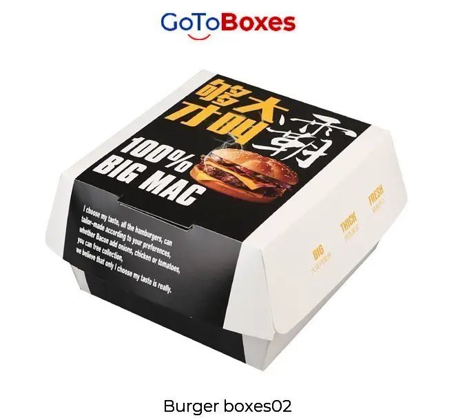 Get Custom Burger Boxes wholesale at GotoBoxes