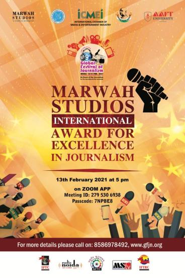 Marwah Studios Will Present International Award in Journalism in 9th GFJN 2021