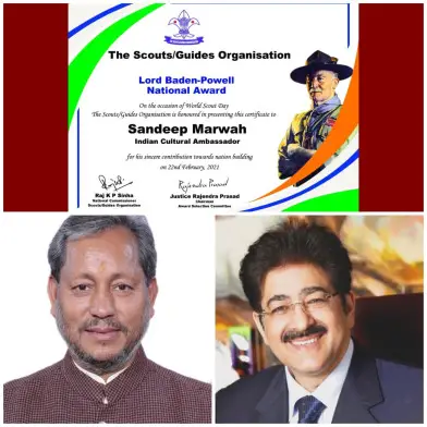 Sandeep Marwah Honored with Lord Baden Powell National Award