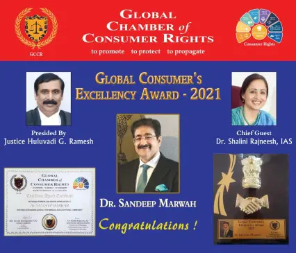 Global Consumer Excellency Award 2021 to Sandeep Marwah