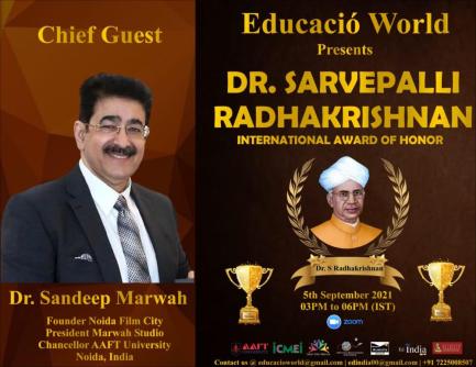 Dr Sarvepalli Radhakrishnan International Award for Sandeep Marwah