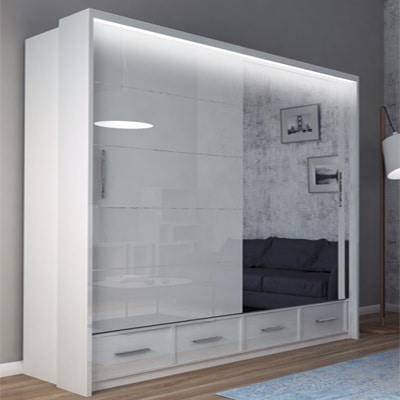 Buy Affordable Price Sycylia Wardrobe 208cm White in UK| MN Furniture UK