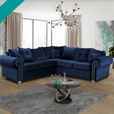 Purchase Best Price ASHWIN PLUSH VELVET CORNER SOFA in the UK