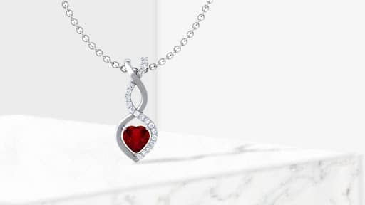 Heart Ruby Pendant with Round Diamonds