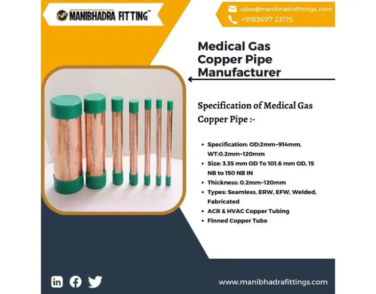 Medical Gas Copper Pipes Manufacturer in India