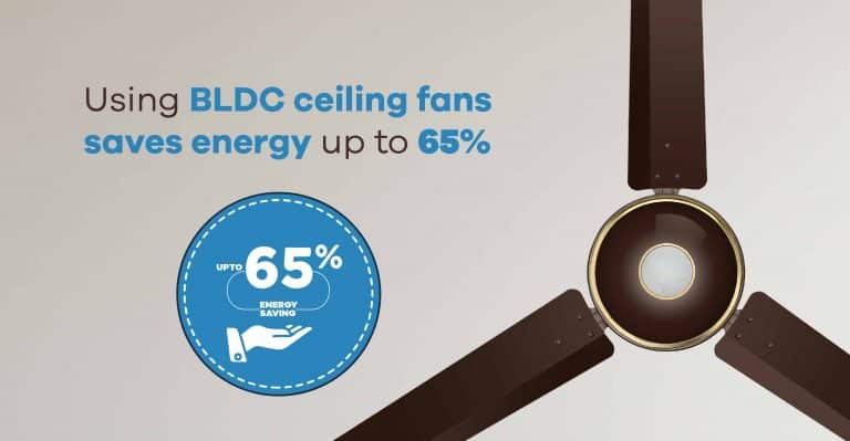 Using BLDC ceiling fans saves energy up to 65%