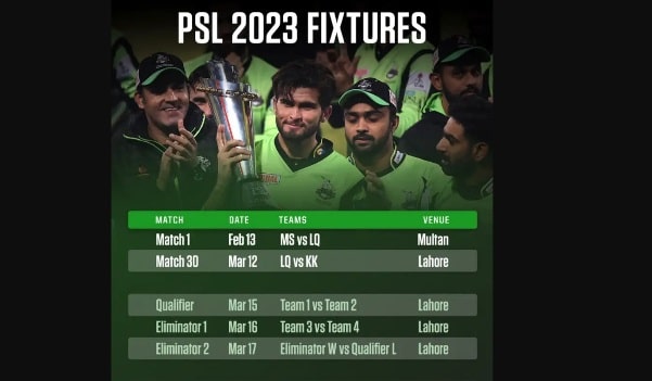 PSL Schedule 2023 Pakistan