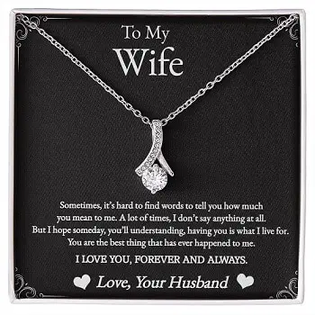 Order Online Gift Necklace with Love Message for Wife from Husband