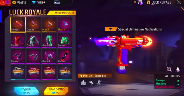 Win a Space Expedition Mini Uzi in Free Fire Uzi Royale: Costs & Benefits Explained