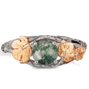 Moss Agate Wedding Rings for Unique Couples